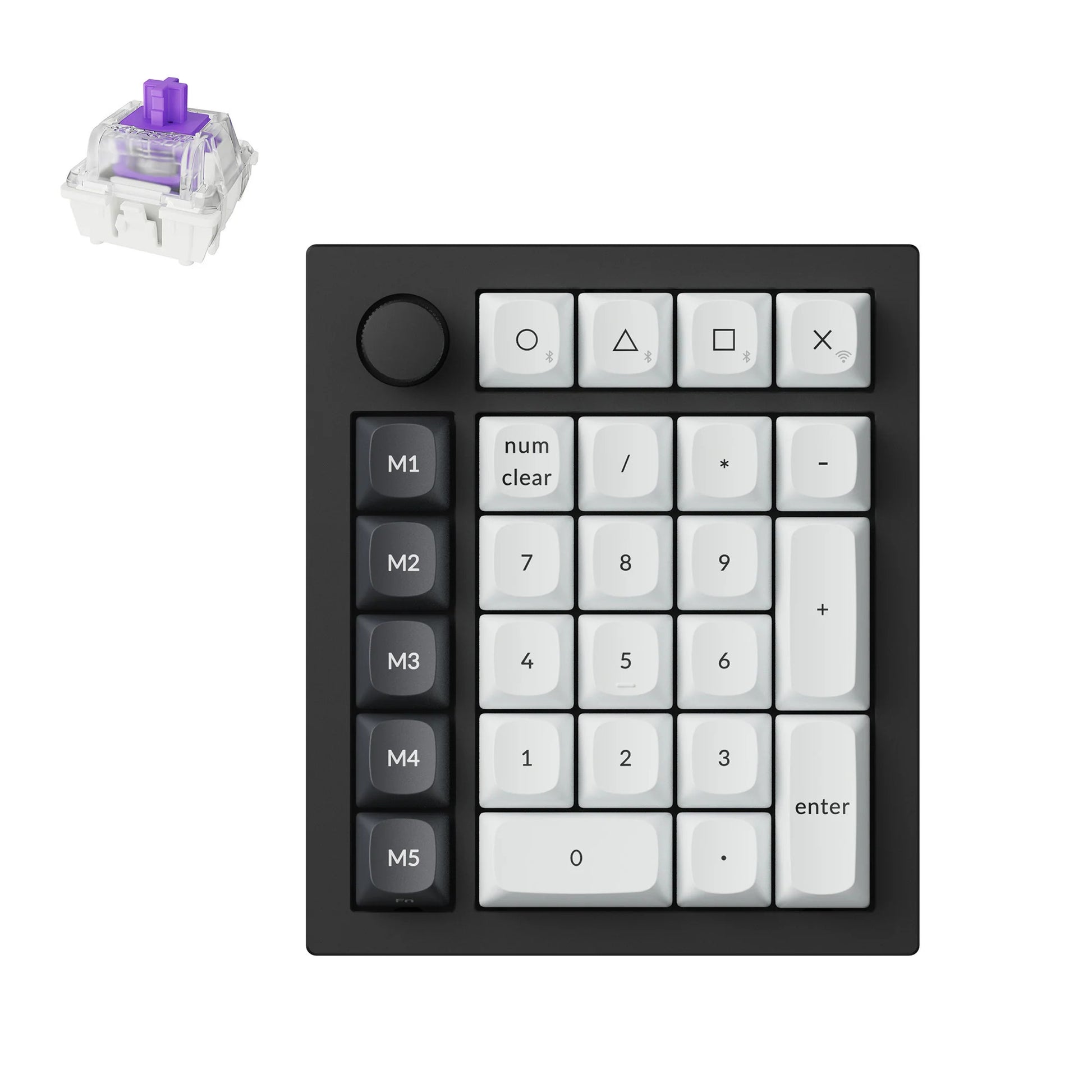 Keychron q0 he qmk pavé numérique personnalisé sans fil RVB pavé numérique mécanique (noir, disposition américaine (qwerty), nébuleuse magnétique Gateron à double rail, échange à chaud, RVB, touches PBT à double prise)