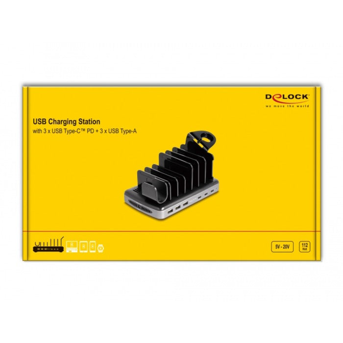 Station de charge de Dellock USB avec 3 x USB Type-C PD + 3 x U