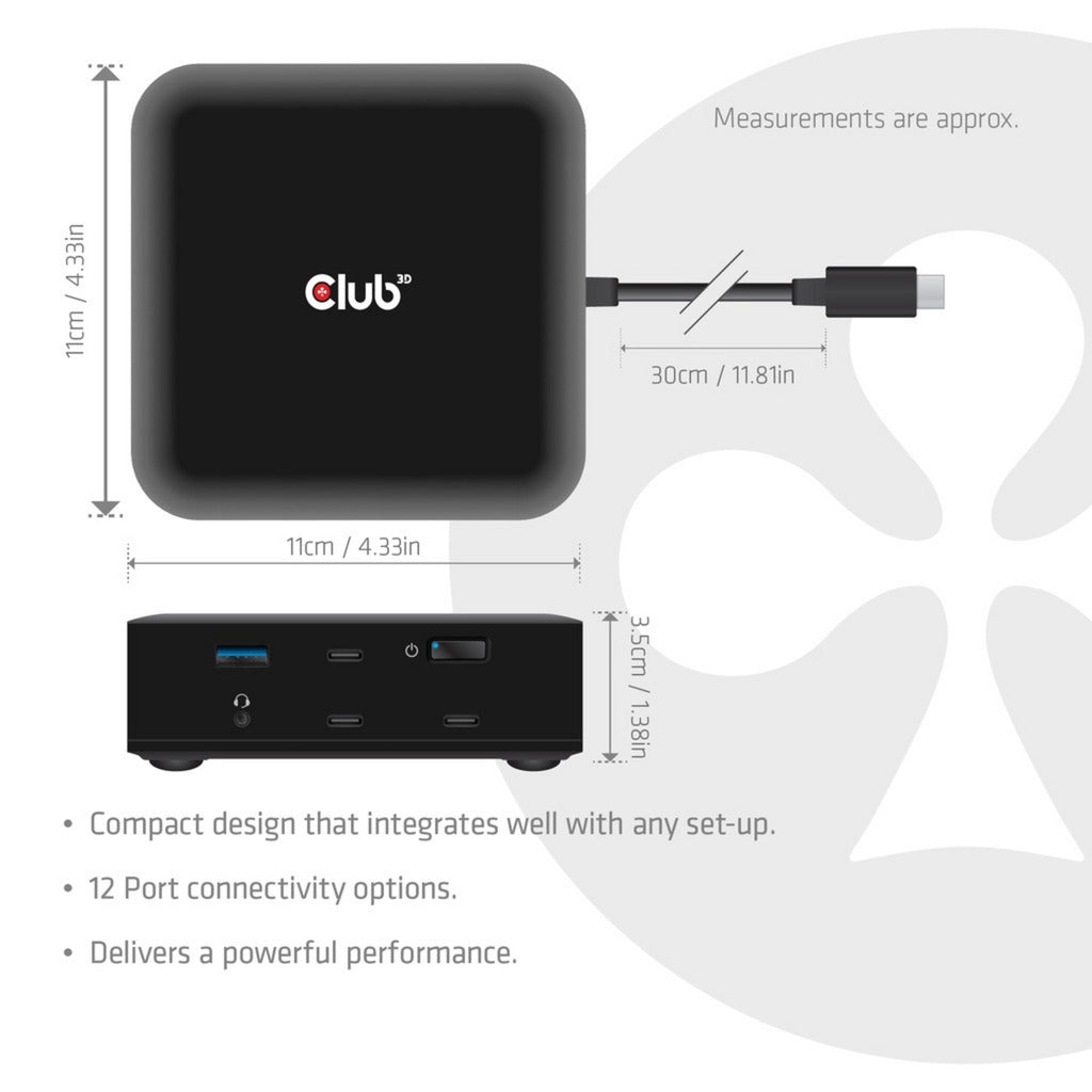 Station d'accueil Club 3D 12-1 USB-C® Quad DisplayLink (noir)