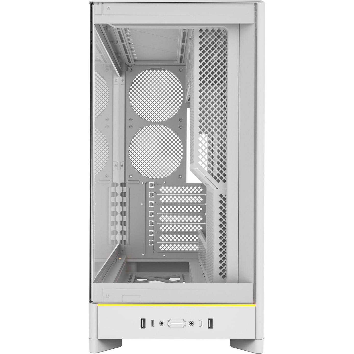 Boîtier tour midi Montech HS02 (blanc | 2x USB-A | 1x USB-C | RGB | verre trempé)