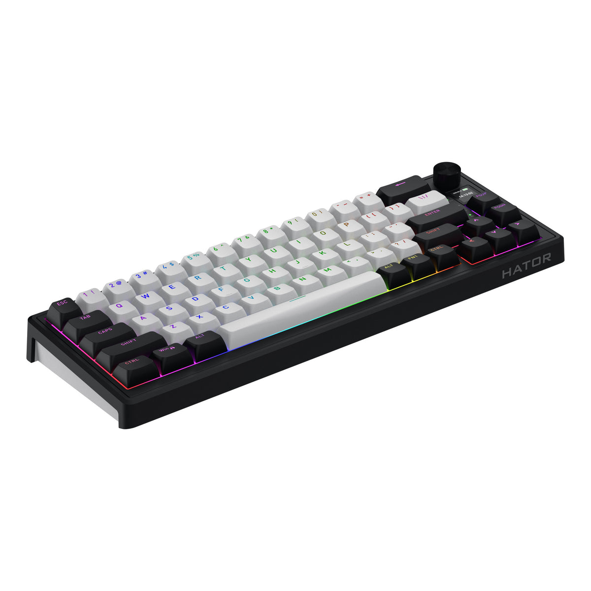 Hator skyfall mag ultima 8k sans fil, clavier de jeu (noir, disposition américaine, hator aurum ice, 65 %, rgb, double-shot pbt, hot-swap, 2,4 GHz bluetooth usb-c)