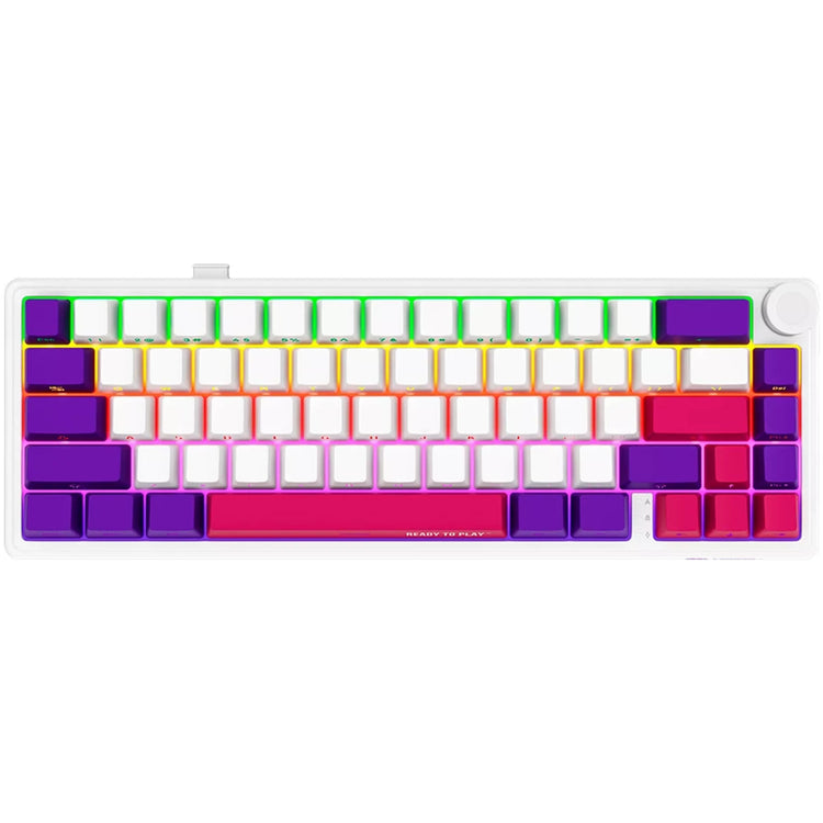 Lorgar kbp70mw, clavier de jeu (blanc, disposition américaine, violet toxique logar, 65%, rvb, remplaçable à chaud, pbt double-shot, bluetooth 2.4ghz usb)