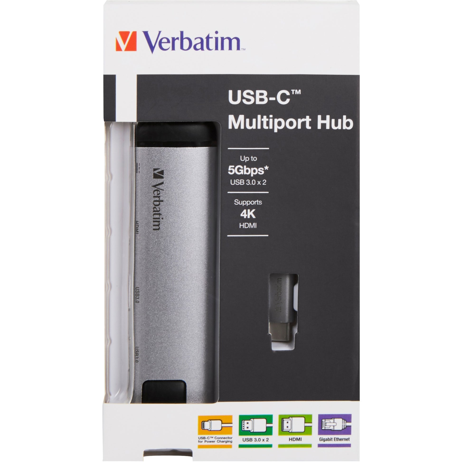 Verbatim USB 3.2 Gen 1 Multiport Hub, USB-C> 2x USB-A + US
