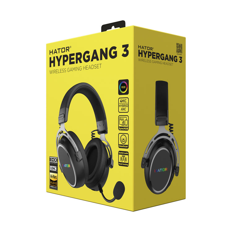 Casque de jeu supra-auriculaire sans fil Hator Hypergang 3 (noir, RVB, Bluetooth USB 2,4 GHz)
