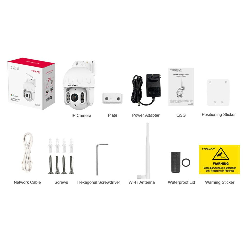 FOSCAM SD8P, 4K 8MP WiFi à double bande PTZ PTZ Sécurité