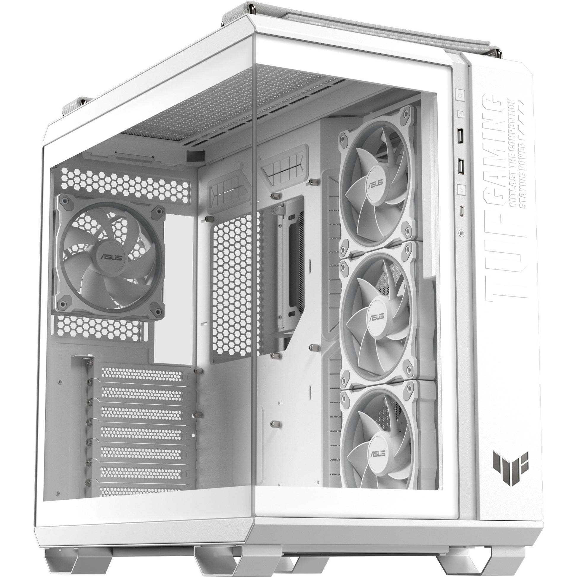 Boîtier tour midi Asus tuf gaming gt502 horizon argb (blanc | 3x usb-a | 1x usb-c | verre trempé)
