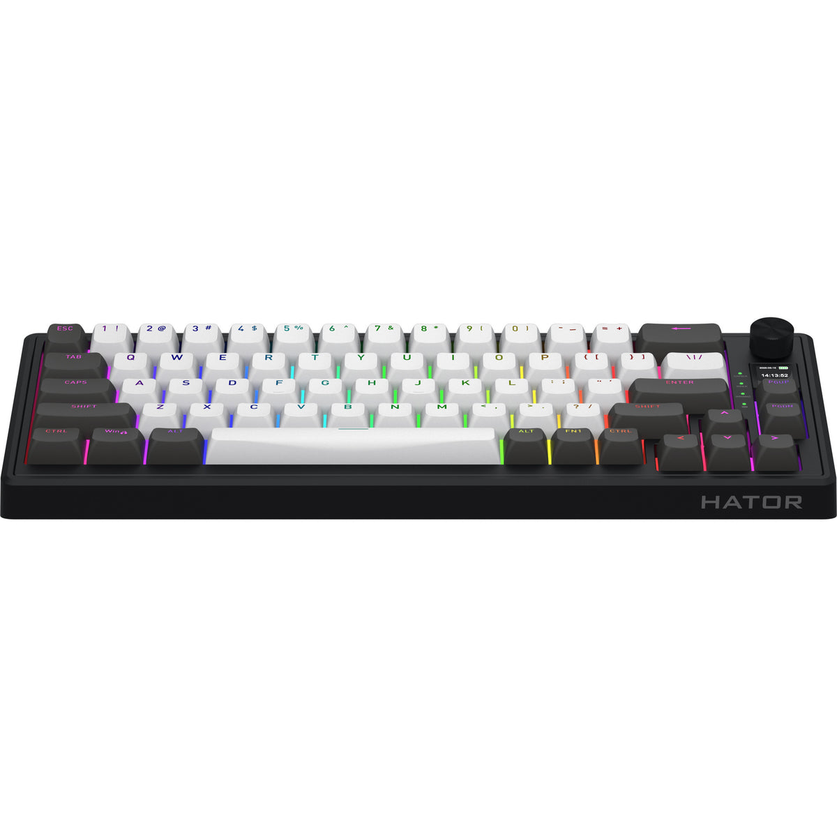 Hator skyfall pro sans fil, clavier de jeu (noir, disposition américaine, hator aurum vanille silencieux, 65%, RVB, pbt double-shot, échange à chaud, bluetooth usb-c 2,4 GHz)