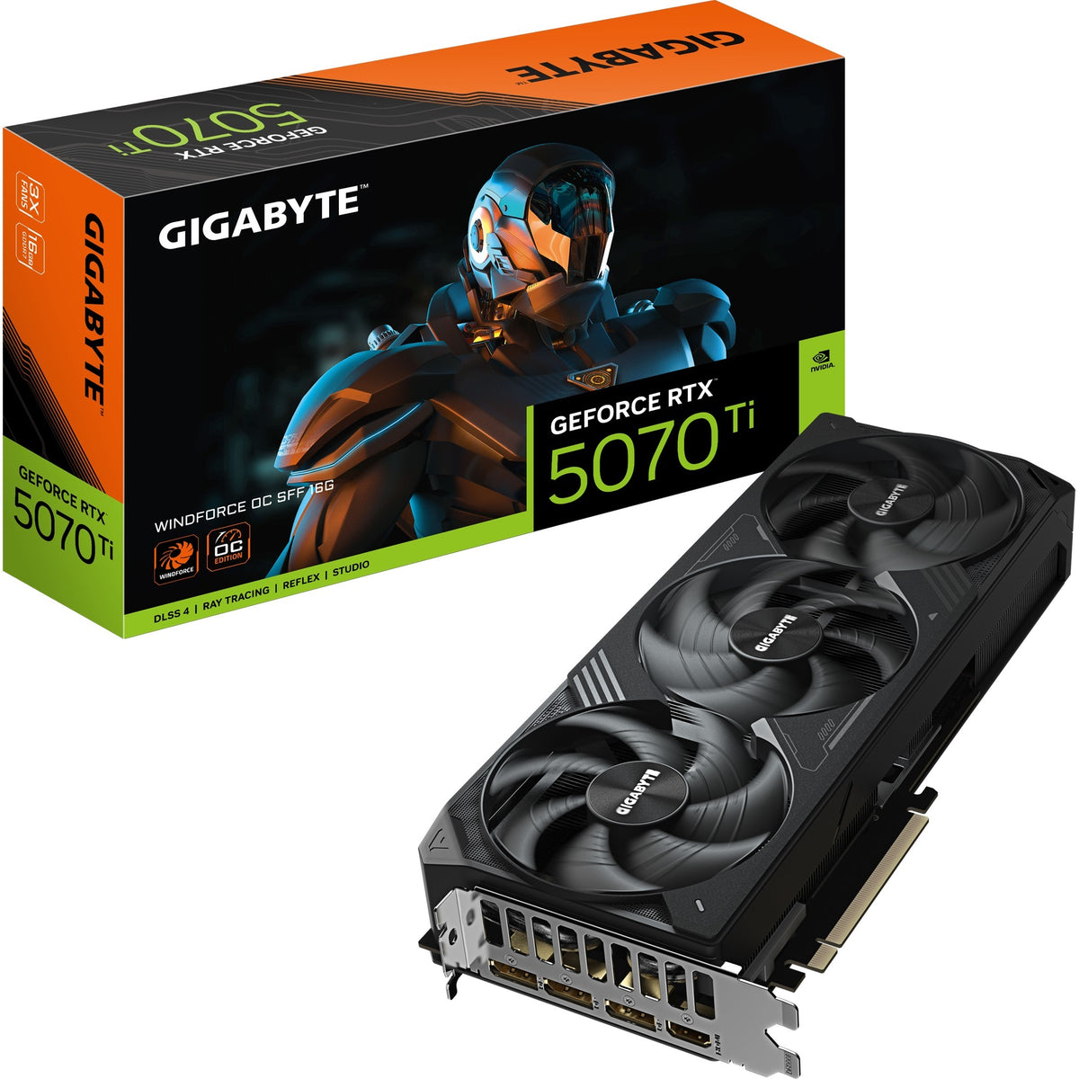 Gigabyte GV-N507TWF3OC-16GD GEFORCE RTX 5070 TI WINDFORCE OC SFF 16G, 16 Go, GDDR7, 256 bits