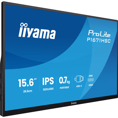 Moniteur Iiyama Prolite P1671HSC-B1 15,6 (noir (mat), mini HDMI (Type-C), 2x USB-C)