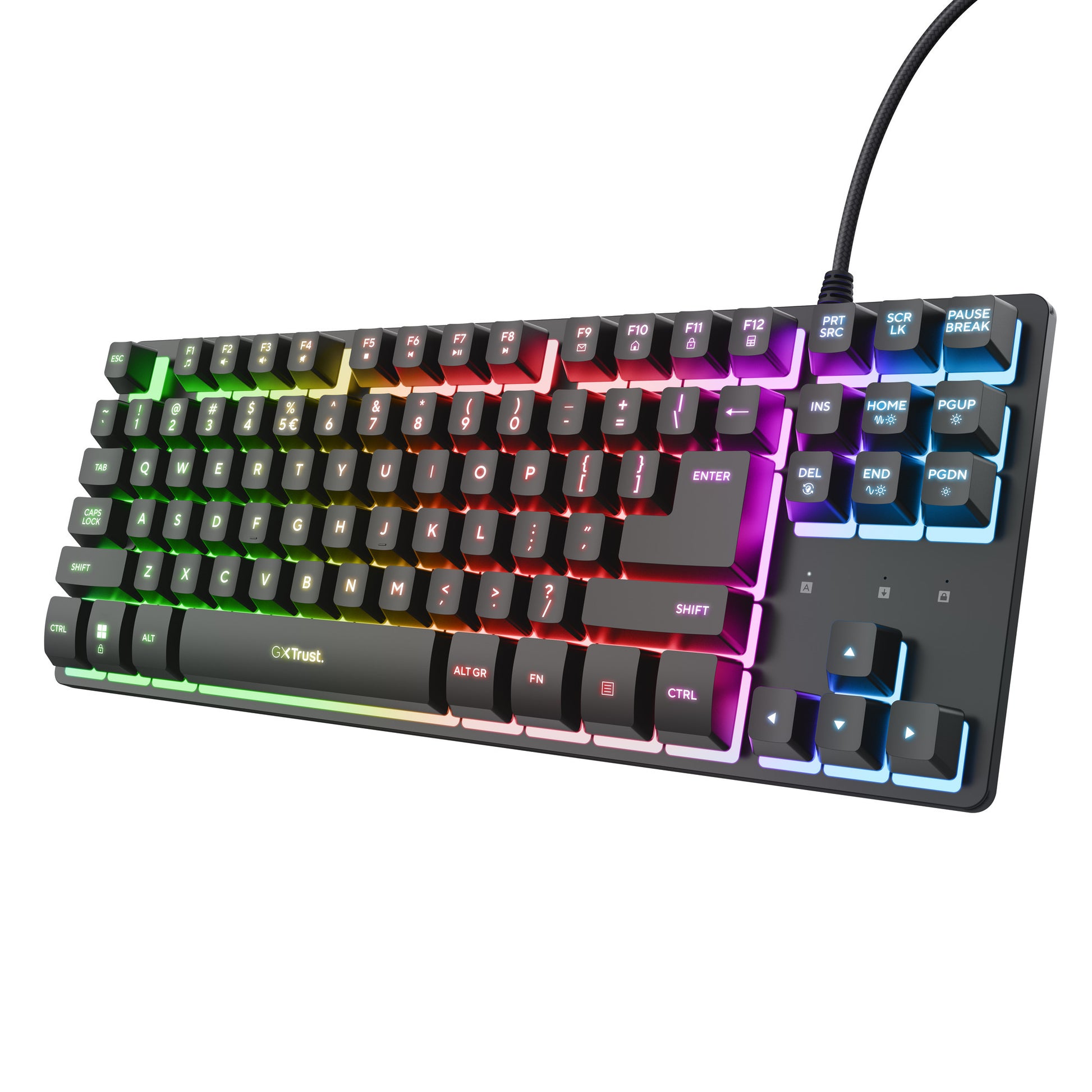 Clavier Trust GXT 833 Thado avec éclairage TKL, clavier de jeu (noir, disposition américaine, 80 % (TKL), RVB)