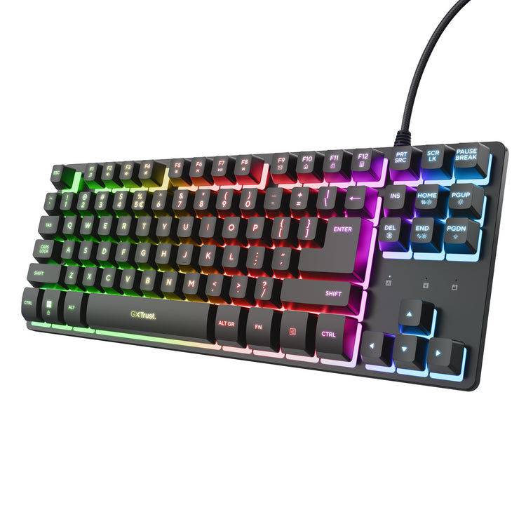 Clavier Trust GXT 833 Thado avec éclairage TKL, clavier de jeu (noir, disposition américaine, 80 % (TKL), RVB)