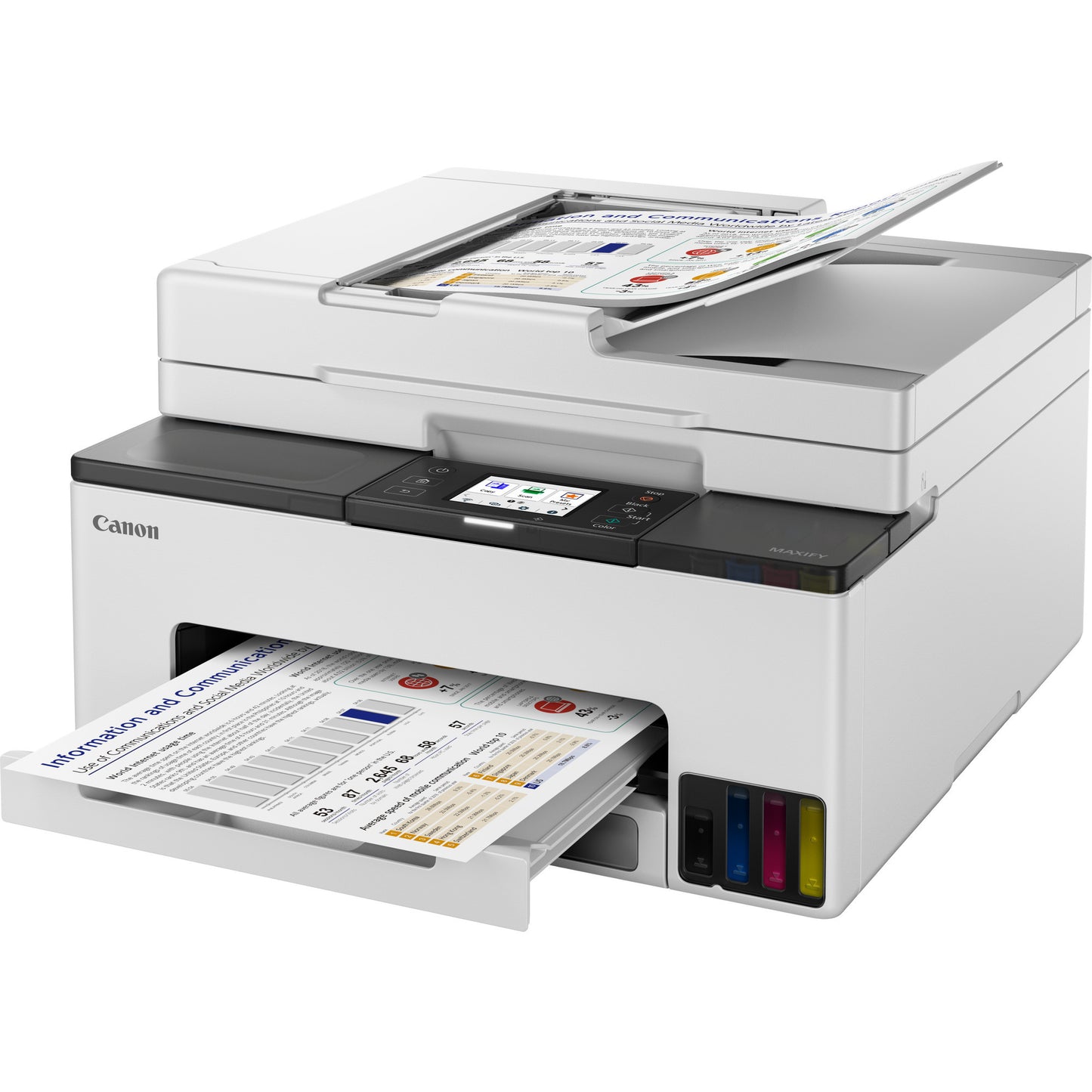 Imprimante à jet d'encre couleur Canon maxify gx2051 avec imprimante à jet d'encre tout-en-un rechargeable à méga réservoir avec fonction de télécopie (blanc, impression, copie, numérisation, télécopie, Wi-Fi)
