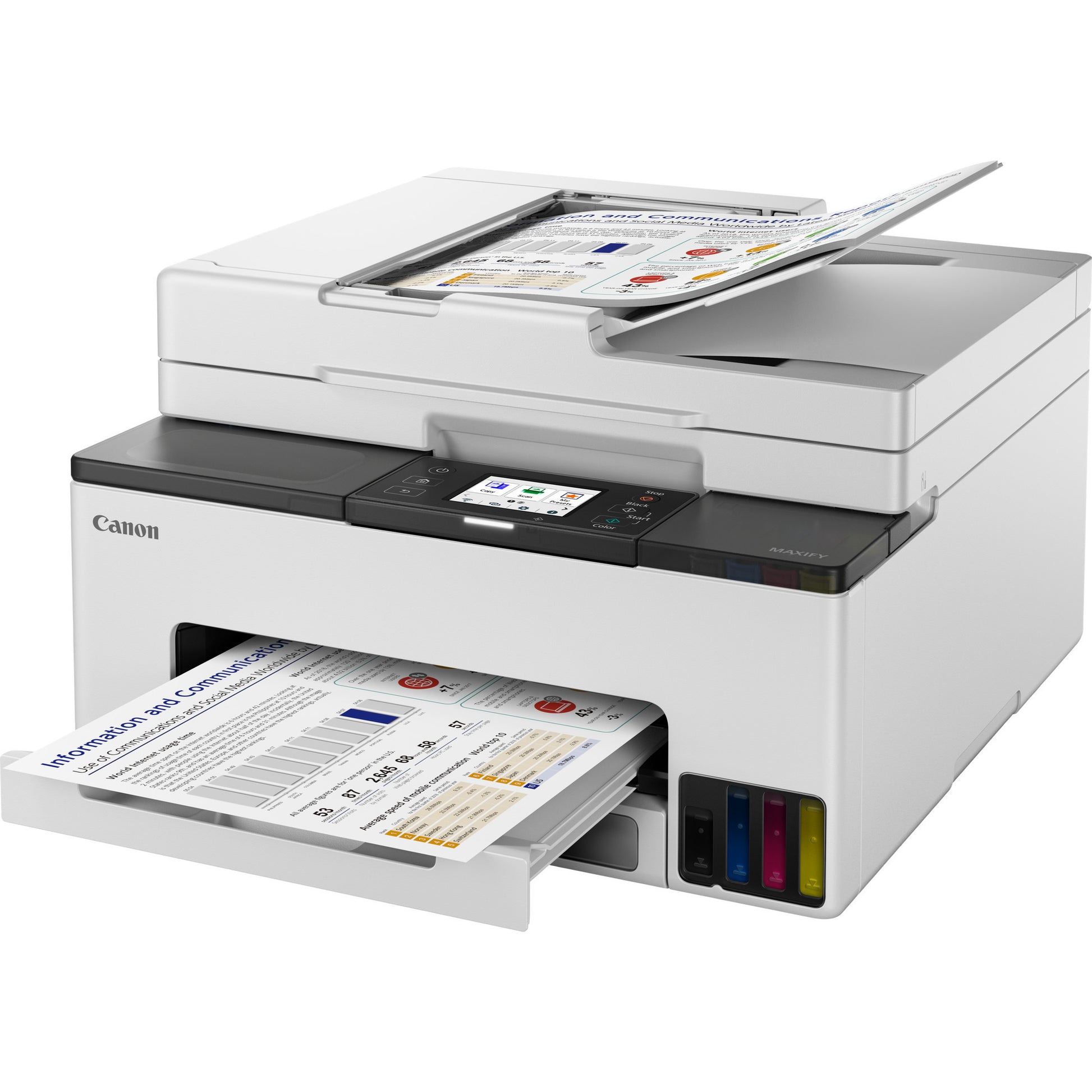Imprimante à jet d'encre couleur Canon maxify gx2051 avec imprimante à jet d'encre tout-en-un rechargeable à méga réservoir avec fonction de télécopie (blanc, impression, copie, numérisation, télécopie, Wi-Fi)