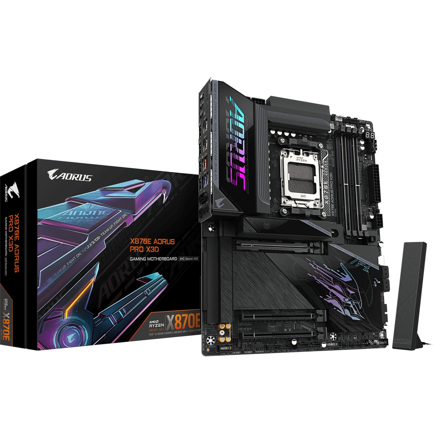 Carte mère Gigabyte x870e aorus pro x3d socket am5 (noir, raid, 5 Go-lan, wi-fi 7, BT, son, atx)