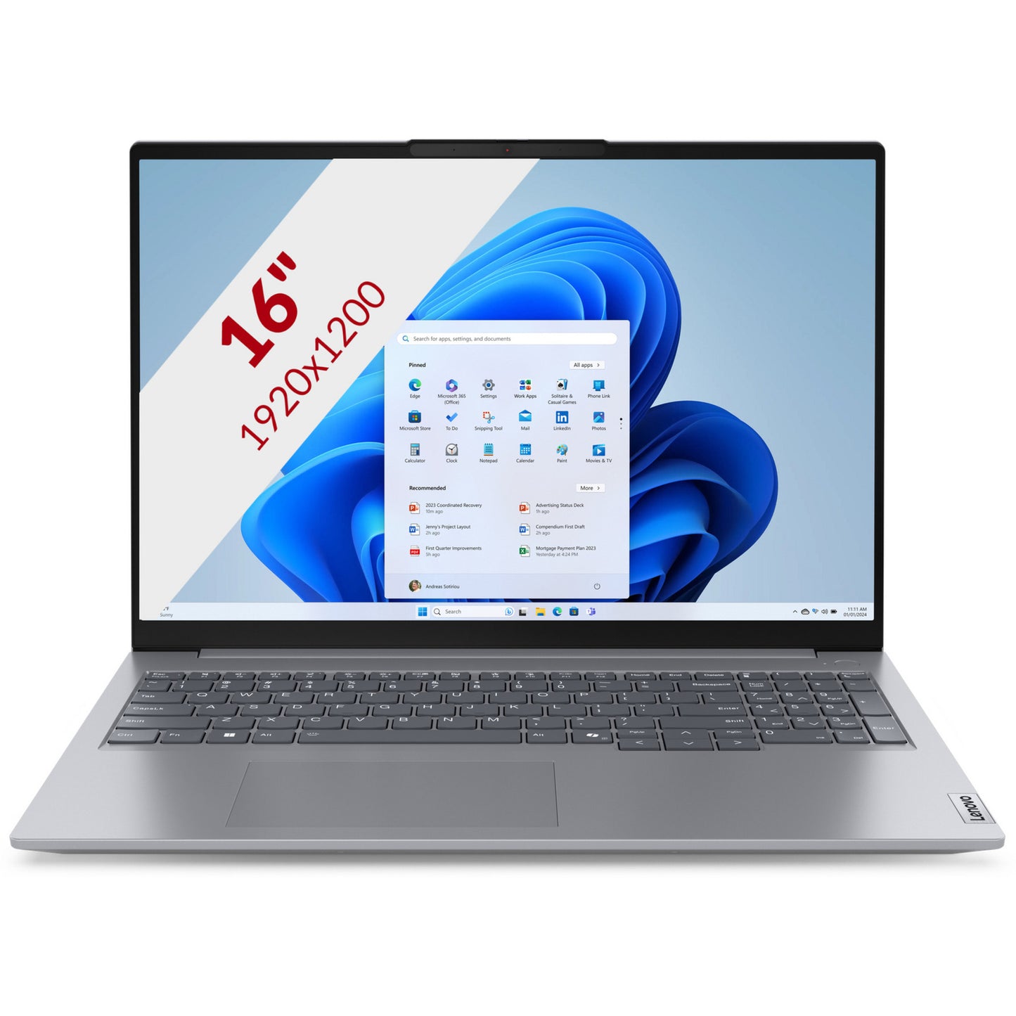 Ordinateur portable Lenovo thinkbook 16 gen 7 (21mw0081mh) 16 (gris | ryzen 5 7535hs | radeon 660m | 16 go | SSD 512 go)