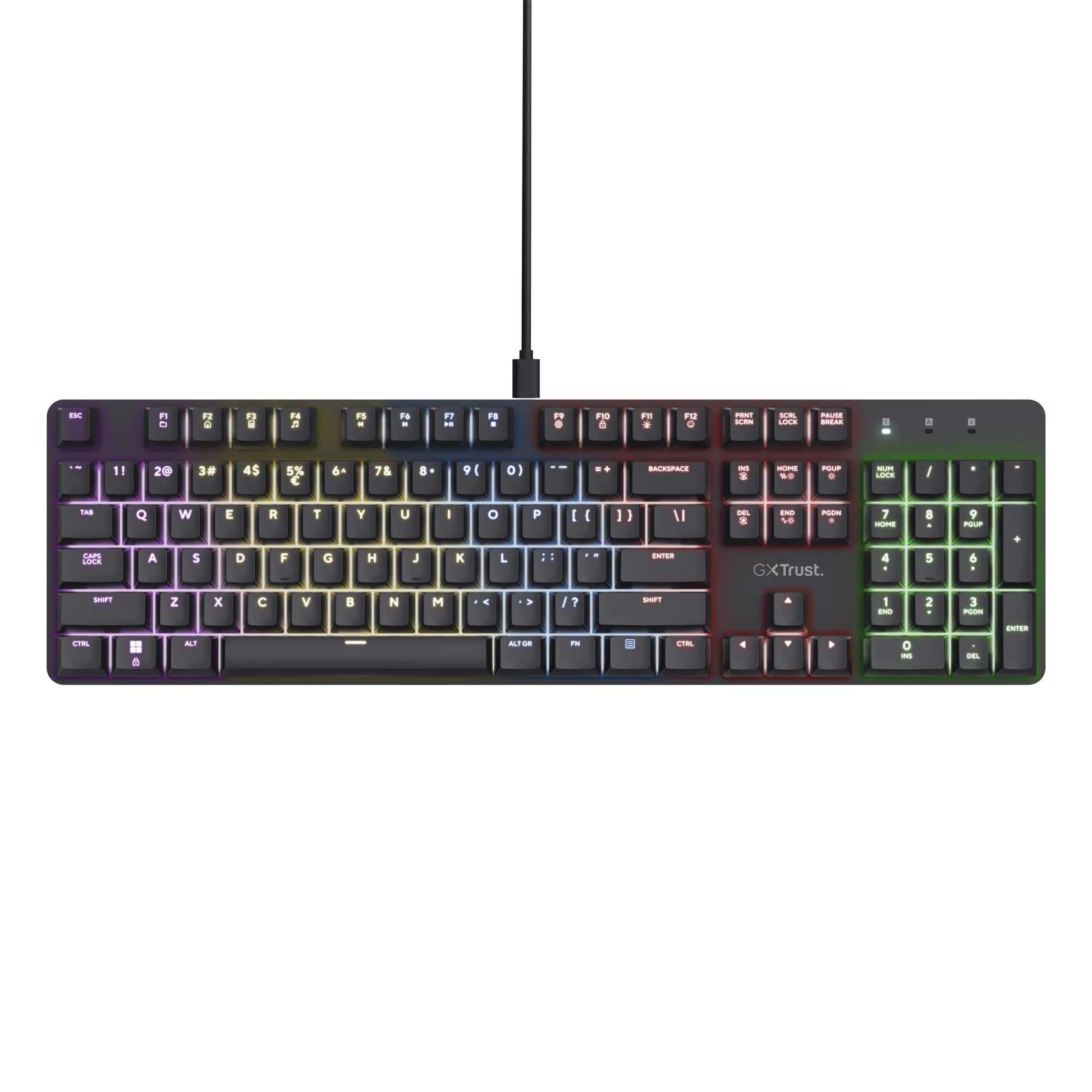 Trust GXT 871 Zora Clavier de jeu mécanique, clavier de jeu (noir, disposition américaine, rouge Huano)