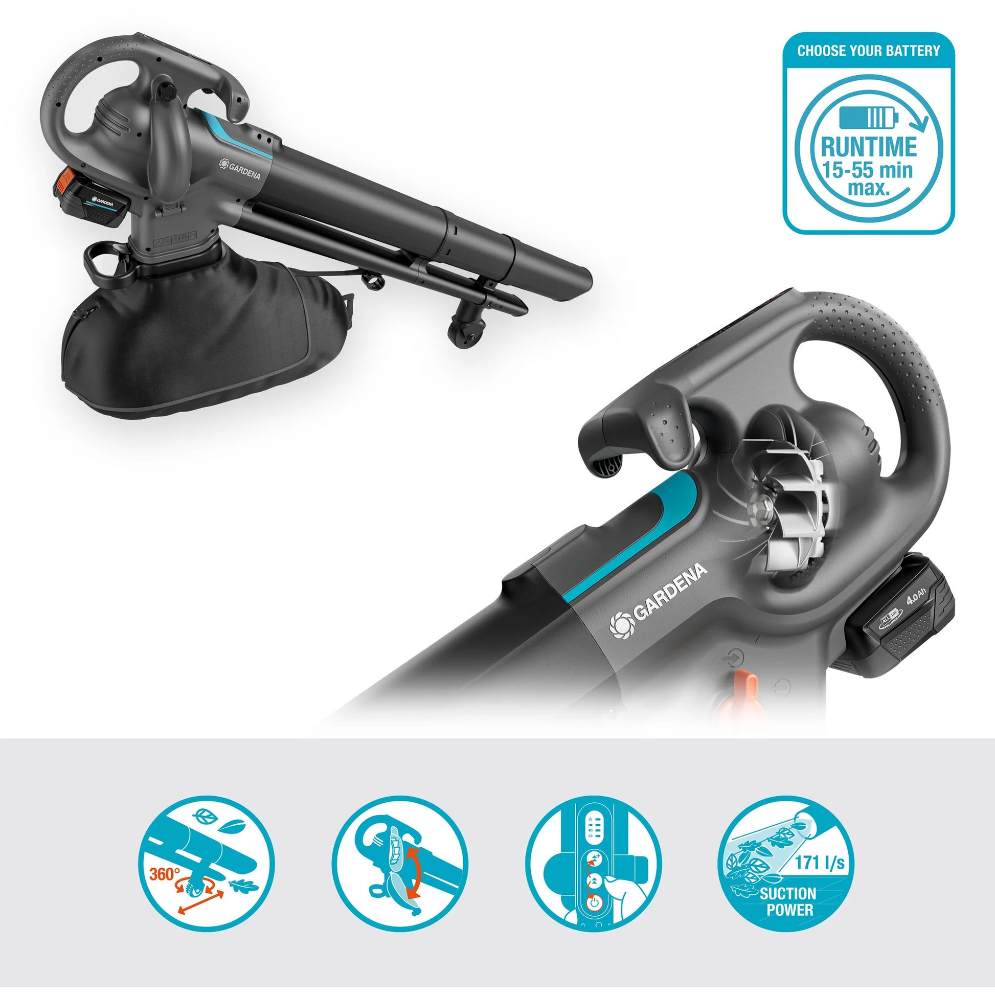 Souffleur de feuilles à batterie Gardena powerjet 18v p4a solo