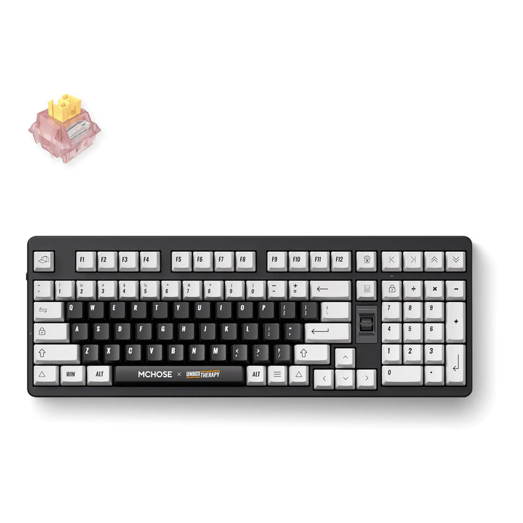 Mchose x unbox thérapie - clavier mécanique ut98, clavier (thérapie classique, commutateur Silent Peach V3, 98%, RVB, échange à chaud, Bluetooth USB-C 2,4 GHz)