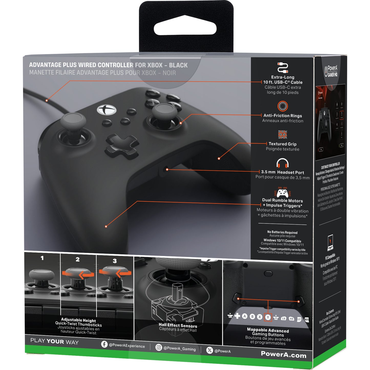 Powera Advantage Plus, manette filaire pour Xbox Series X|s (noir, Xbox Series X|s, Xbox One, PC)