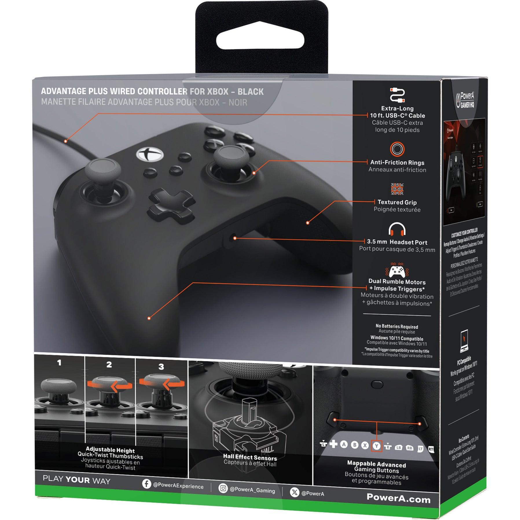 Powera Advantage Plus, manette filaire pour Xbox Series X|s (noir, Xbox Series X|s, Xbox One, PC)