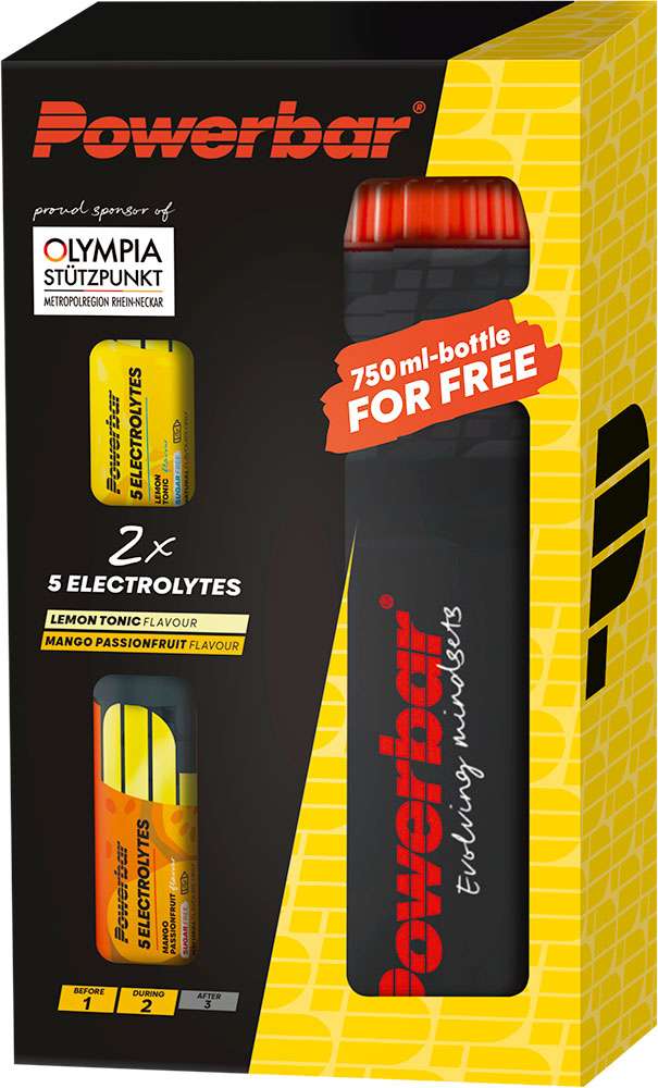Powerbar 5 électrolytes multisaveur + gourde 750ml