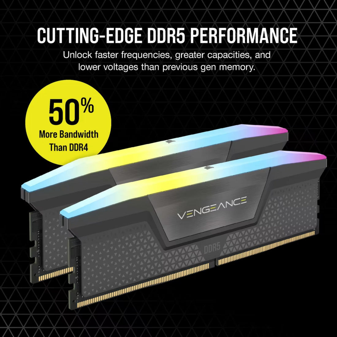 Corsair Vengeance RGB 32 Go DDR5-6000 (2x 16 Go) RAM (noir, cmh32gx5m2d6000z38, xmp, expo)