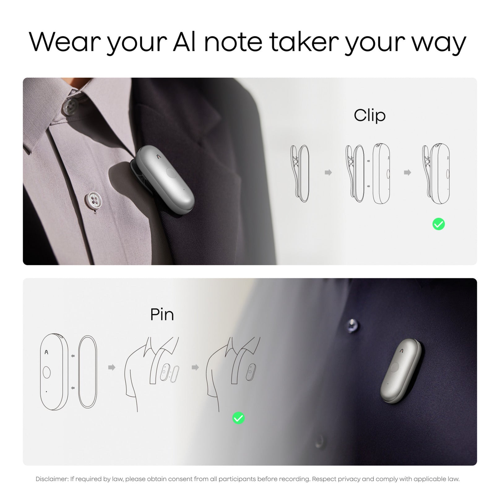 Machine à dicter Plaud notepin s (noir, 64 go, Bluetooth 5.2 BLE (Bluetooth low energy) Wi-Fi)