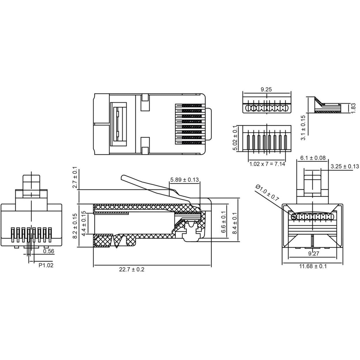 Prise Goobay rj45, prise stp cat 5e (gris, 10 pièces)