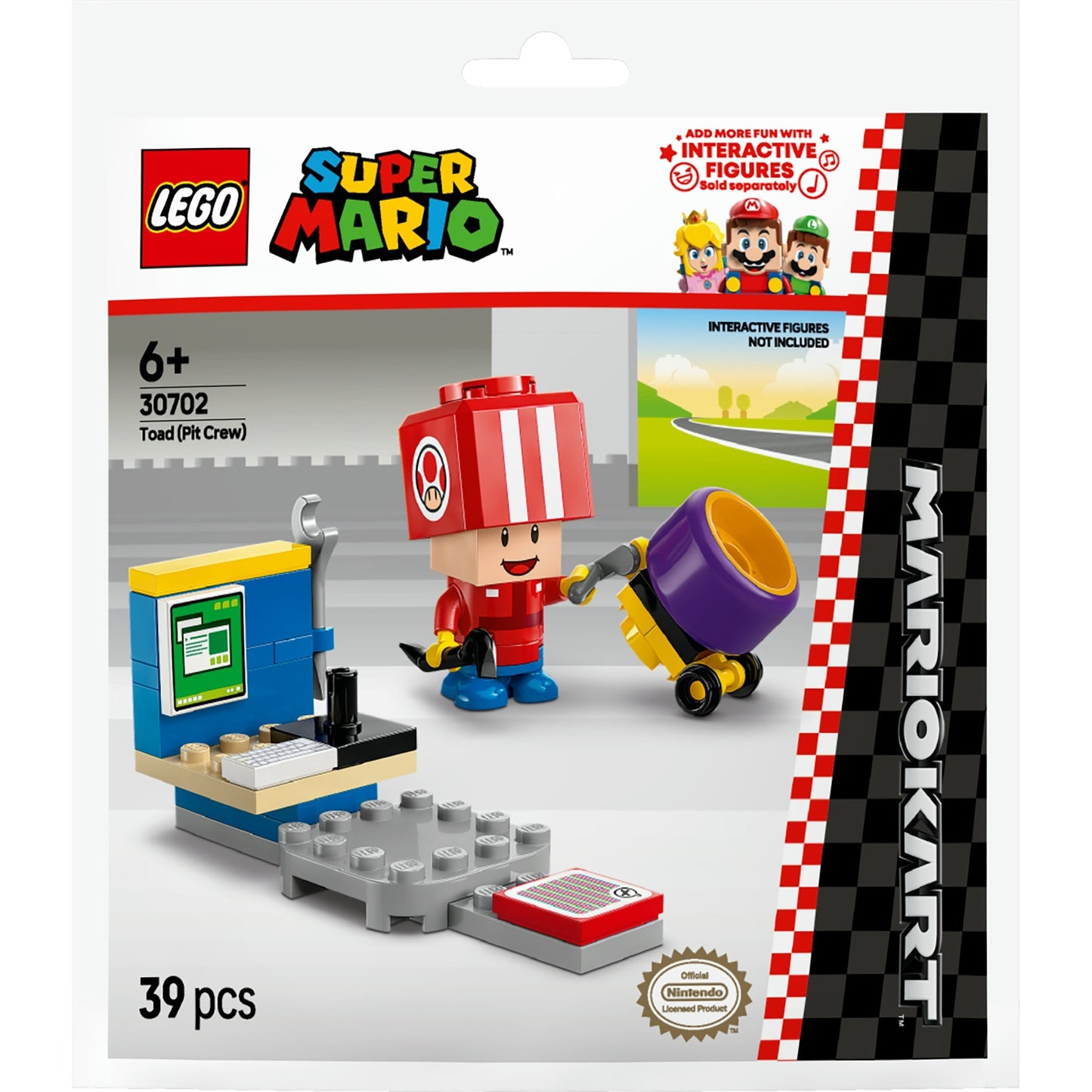 Lego super mario - mario kart - jouet de construction crapaud (pit stop) (30702)