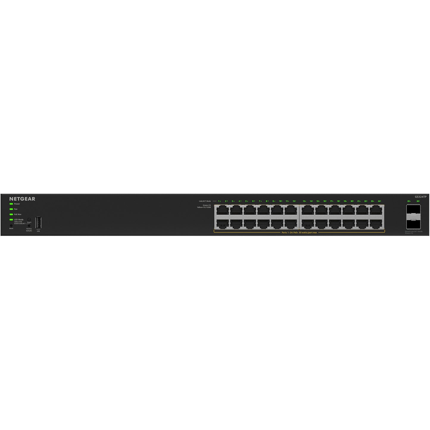 Switch Netgear gs324tpv2 (noir, budget poe 190w)