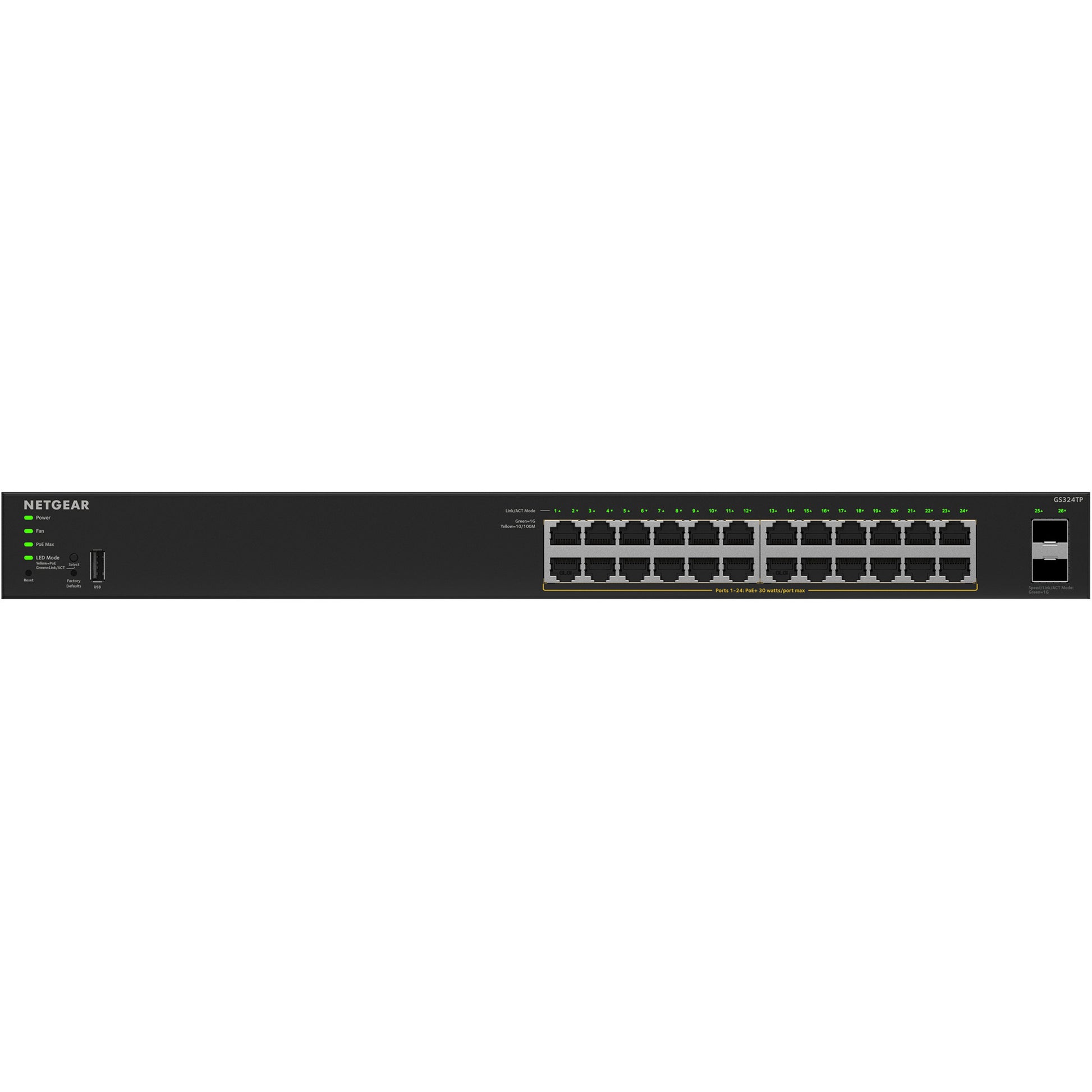 Switch Netgear gs324tpv2 (noir, budget poe 190w)