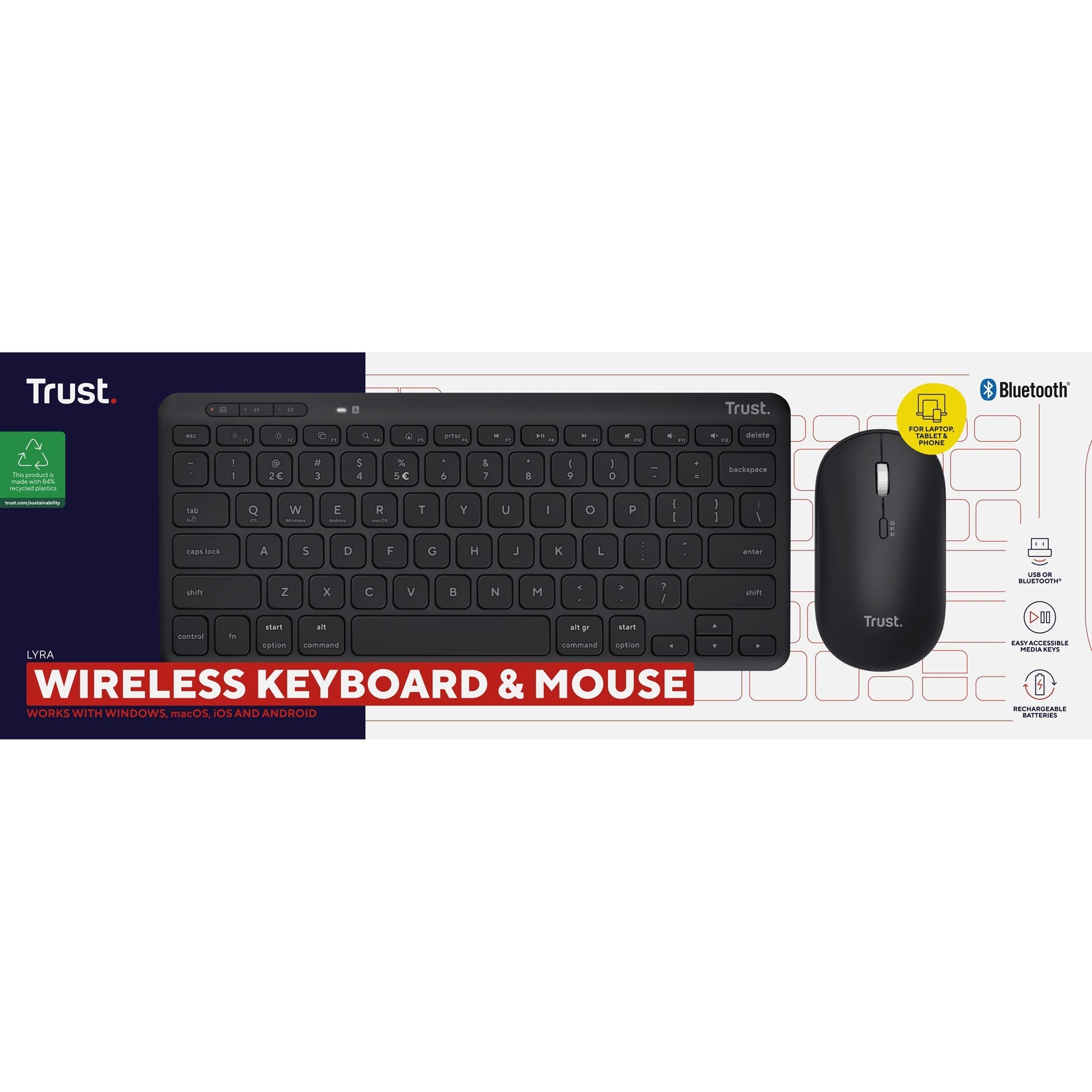 Faites confiance à la souris de clavier sans fil Lyra Multi-Device