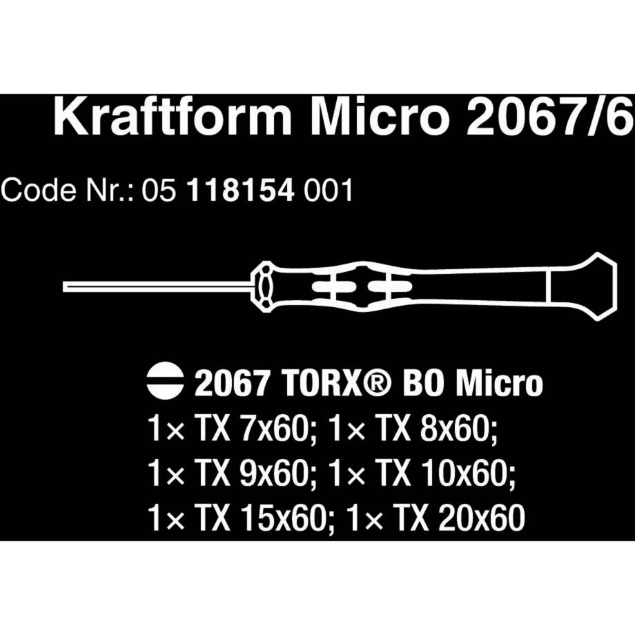 Wera 2067 6 Electronics Torx BO Tournevis Set + R