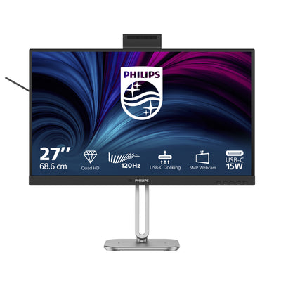 Moniteur LED Philips 27b2u4601h 00 27 (noir argenté, HDMI, port d'affichage, USB-C, webcam, 120 Hz)