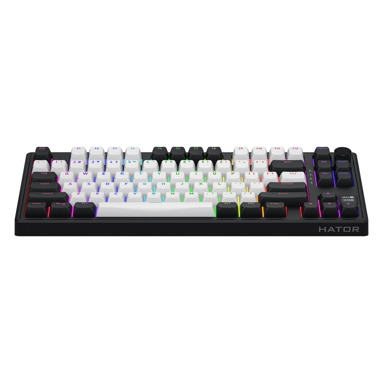 Hator skyfall mag ultima 8k sans fil, clavier de jeu (noir, disposition américaine, hator aurum ice, 80 % (tkl), RVB, double-shot pbt, hot-swap, 2,4 GHz Bluetooth USB-C)