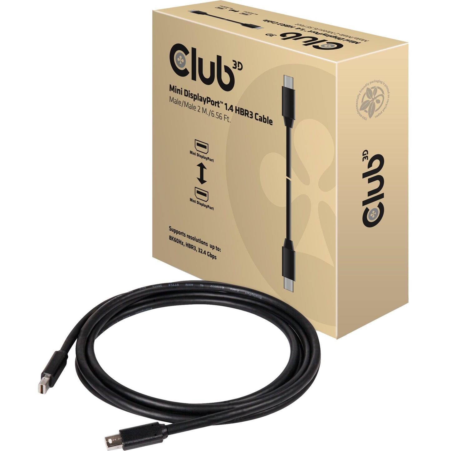 Club 3D Mini Displayport 1.4 Cable masculin masculin