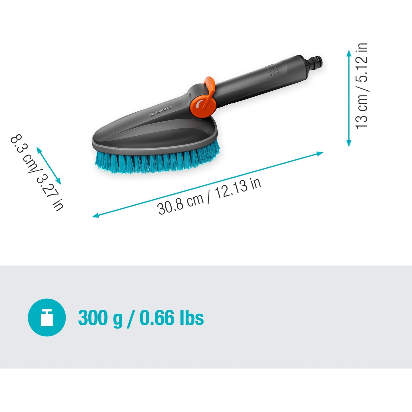 Gardena CleanSystem Hand Brush M dures, avec une connexion de tuyau