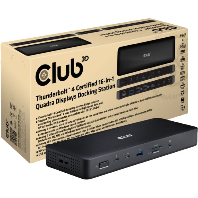 Club 3D Thunderbolt 4, 16-en-1 Quadra affiche dockstation