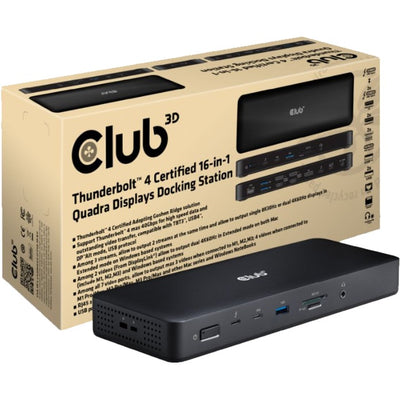 Club 3D Thunderbolt 4, 16-en-1 Quadra affiche dockstation
