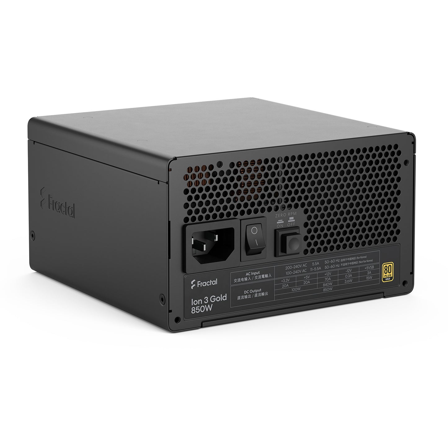 Alimentation modulaire Fractal Design ion gold 3 de 850 watts (noir, 1x 12v-2x6, 3x pcie)