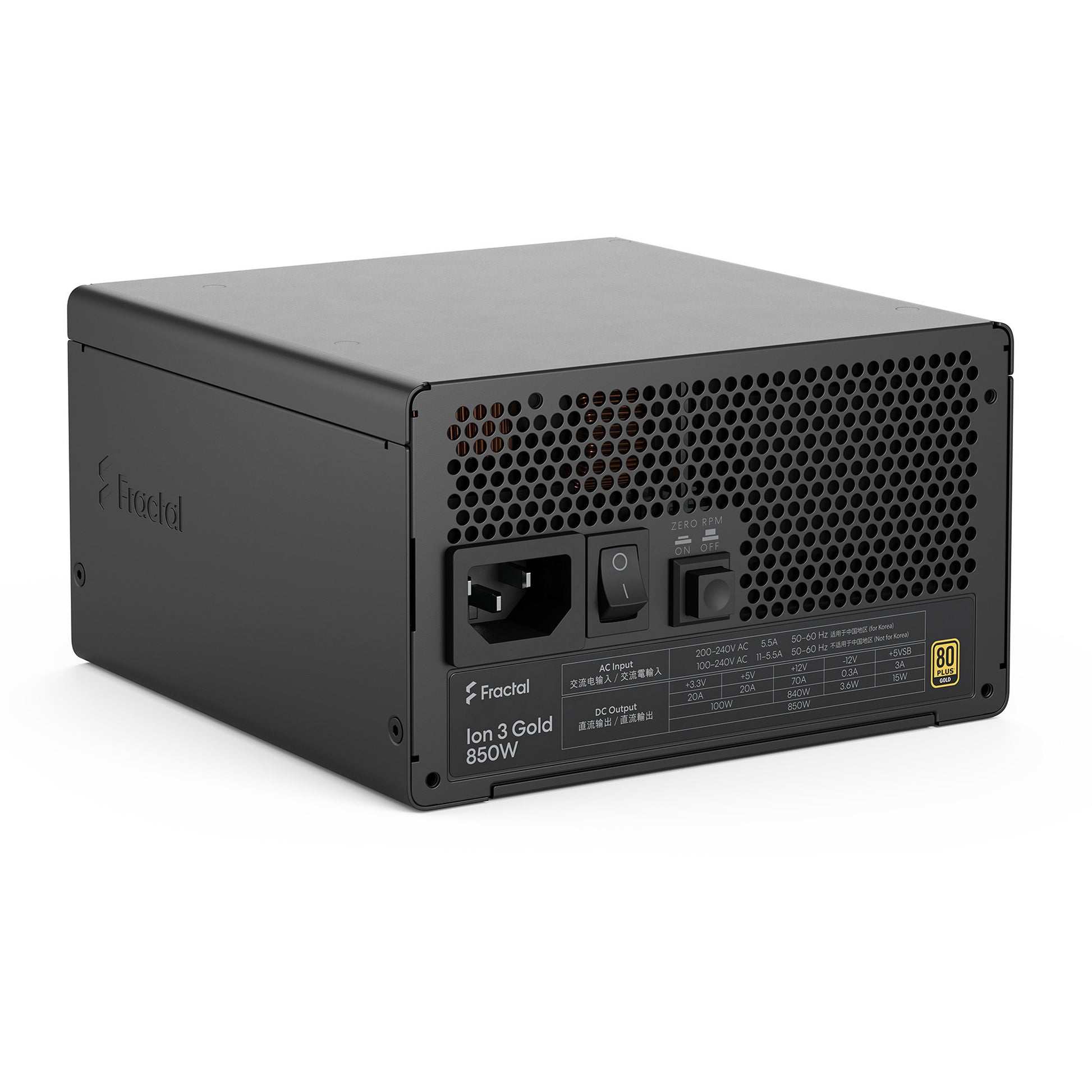 Alimentation modulaire Fractal Design ion gold 3 de 850 watts (noir, 1x 12v-2x6, 3x pcie)