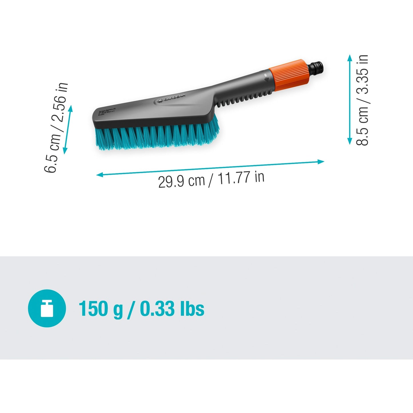 Gardena CleanSystem Hand Brush S dure, avec une connexion de tuyau