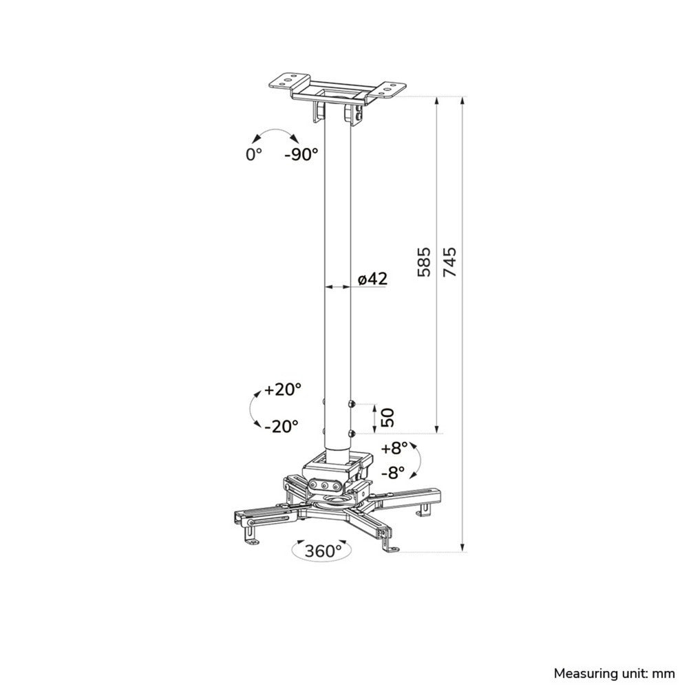 Neomounts cl25-550wh1 support de plafond pour projecteur support de plafond (blanc)