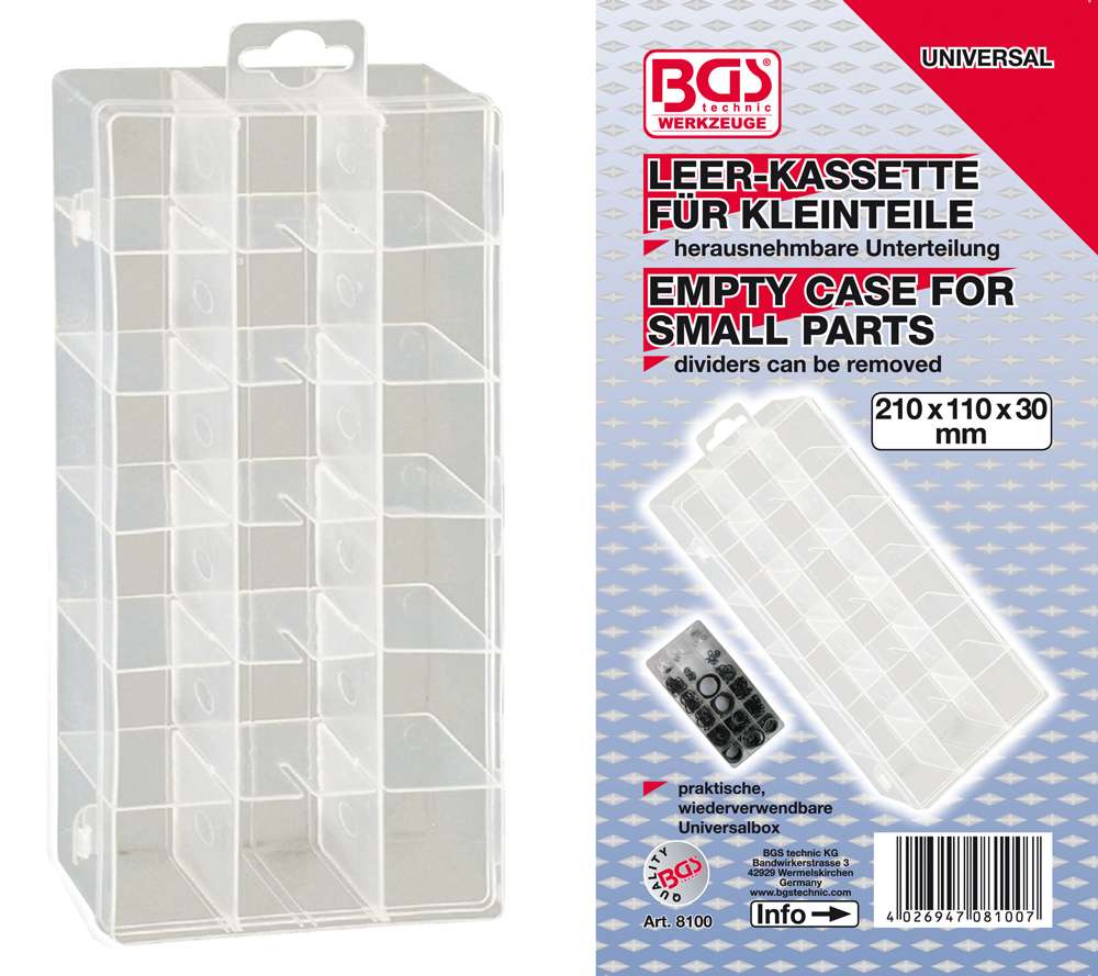 Cassette vide Bgs technic pour petites pièces
