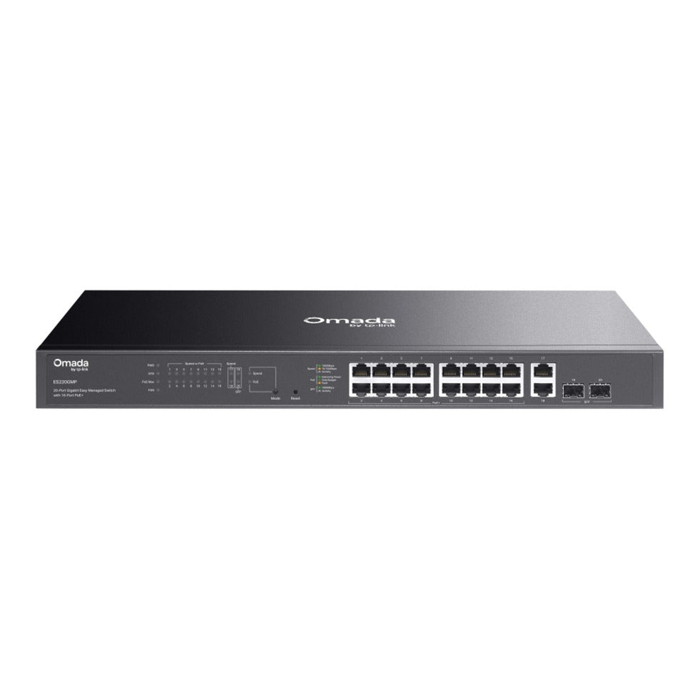 Tp-link omada es220gmp commutateur administrable gigabit easy 20 ports (noir, 16x poe+, 2x gigabit sfp)