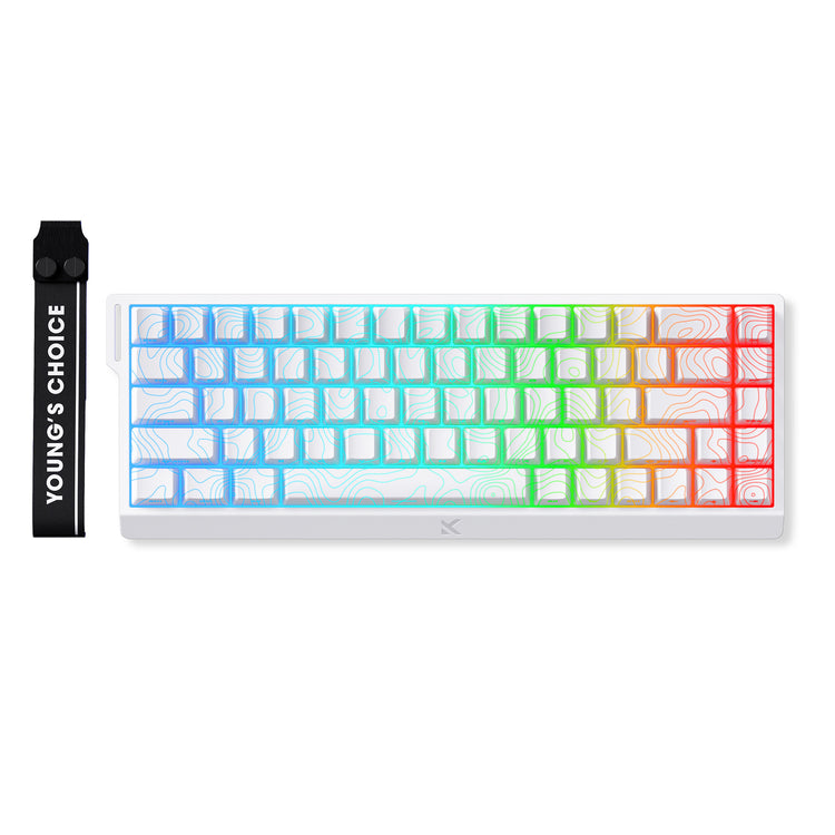 Clavier de jeu à commutateur magnétique à effet Hall Mchose Ace 68 (blanc, disposition américaine, magnétique Ice Rhino, 60 %, RVB, échange à chaud, USB-C, capteur à effet Hall)