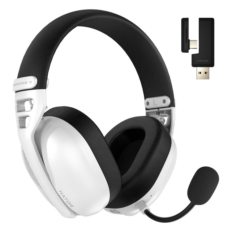 Hator hyperpunk 3 casque de jeu sans fil (blanc, 2,4 GHz Bluetooth 5.4 USB-C)
