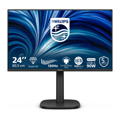 Moniteur Philips 24b2u3601 00 23,8 (noir, HDMI, port d'affichage, USB-C, LAN, audio, 120 Hz)