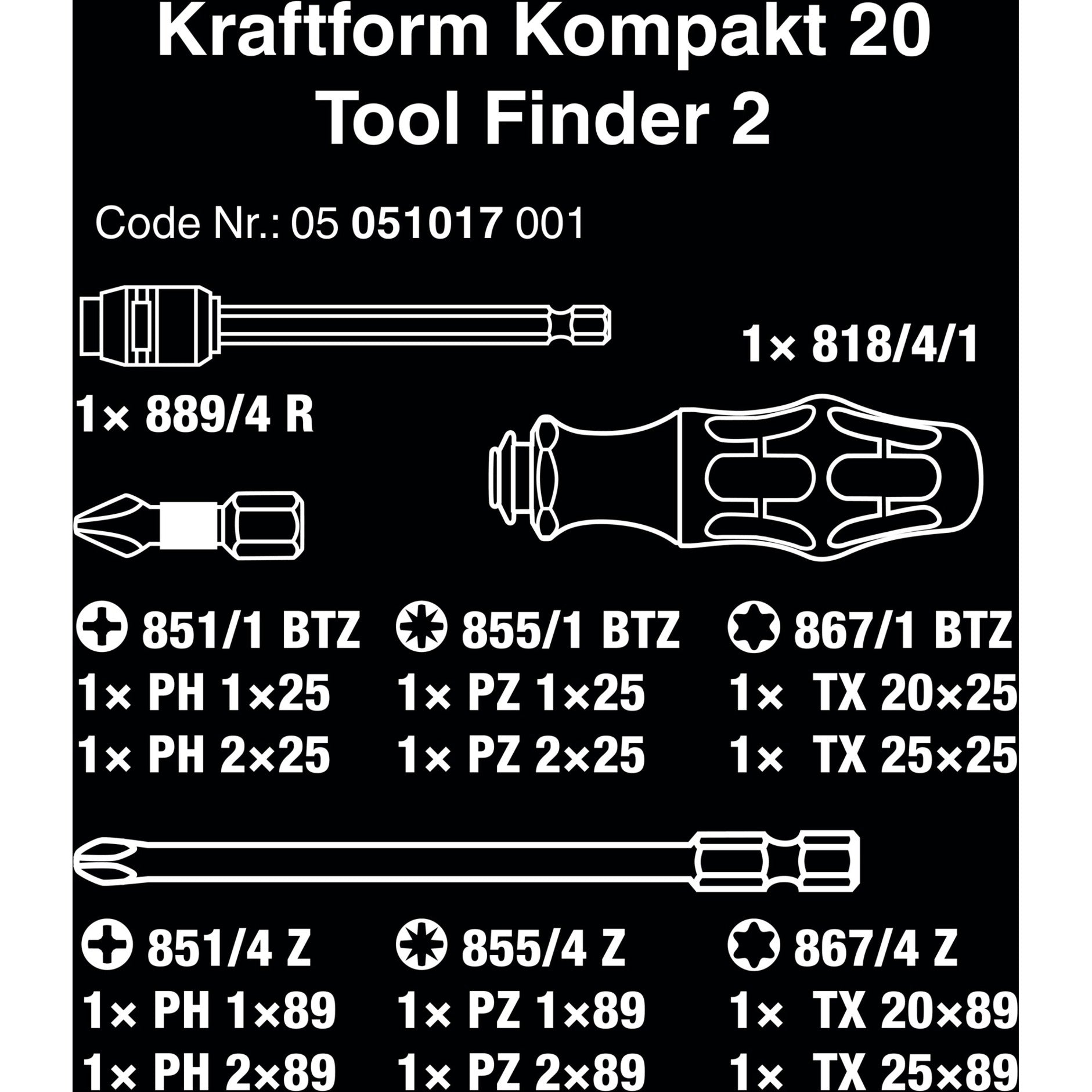 Ensemble de tournevis Wera Kraftform Compact 20