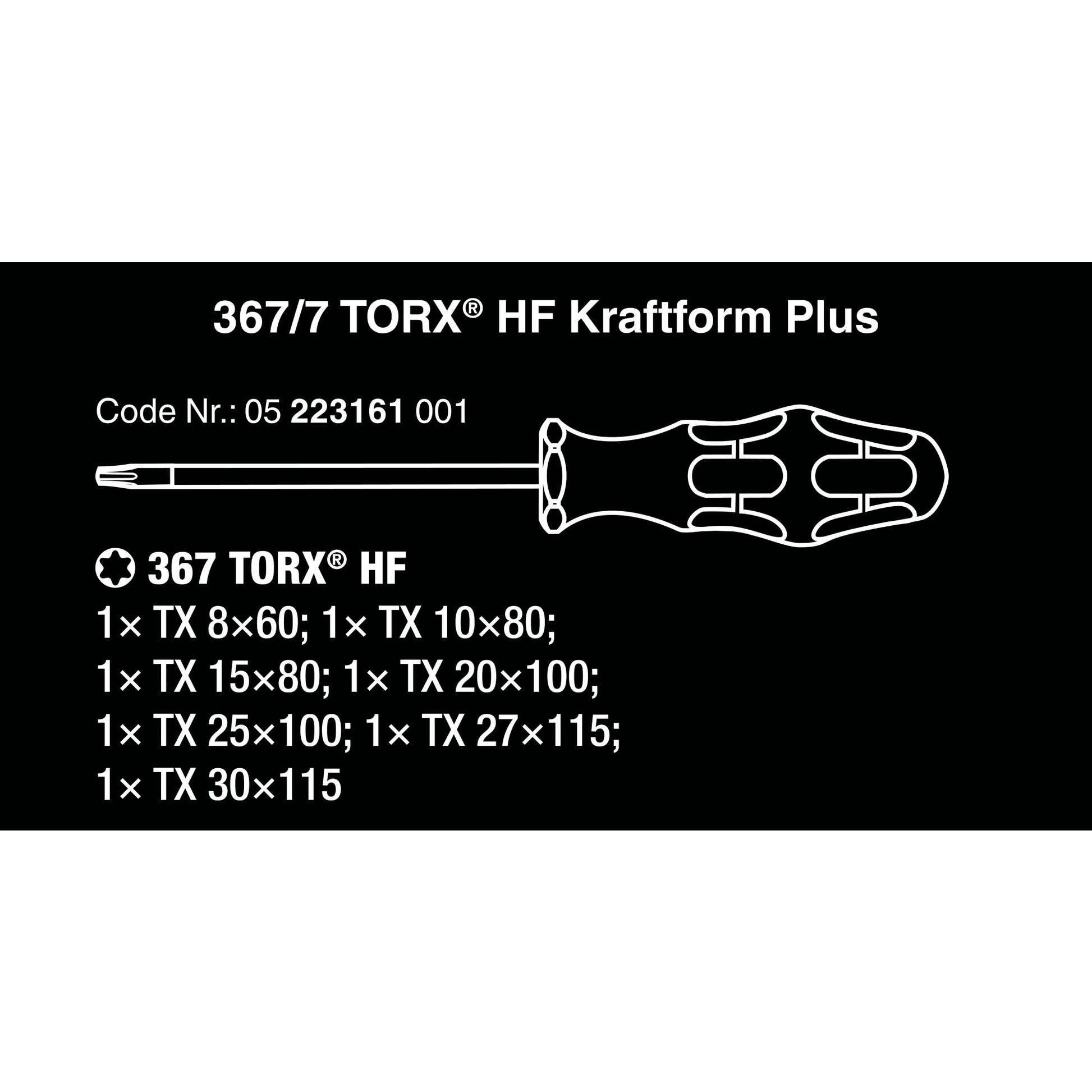 Wera 367 7 Torx HF Tournevis Set Kraftform Plus +